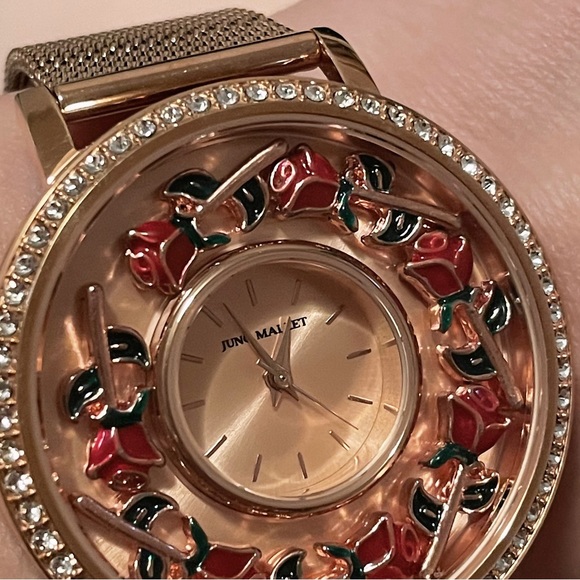 JUNO MALLET Crystal Lively Locket Watch Rose Gold Minimalist Watch - Picture 12 of 16